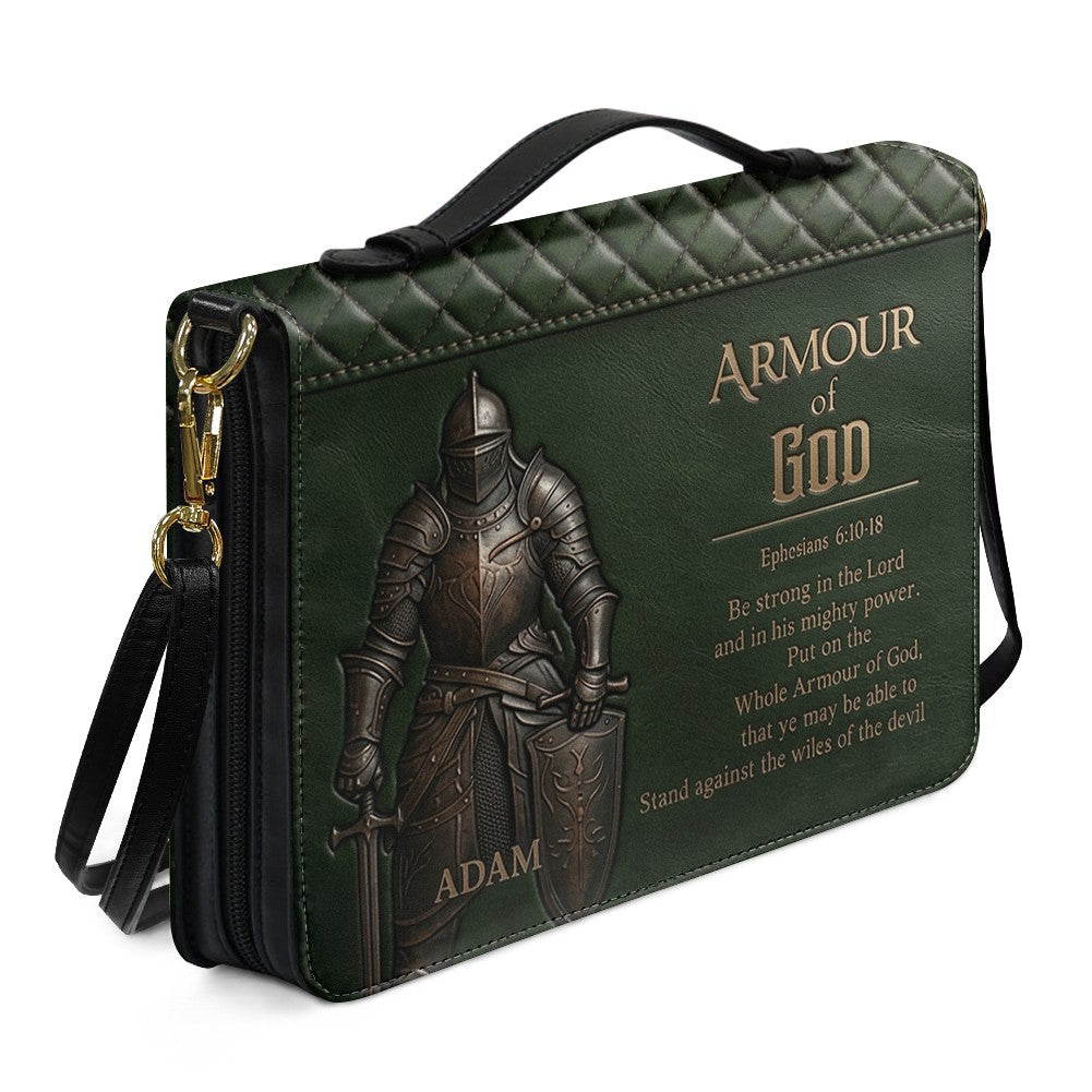 Personalized Brown Lion "Armor of God" Leather Bible Cover