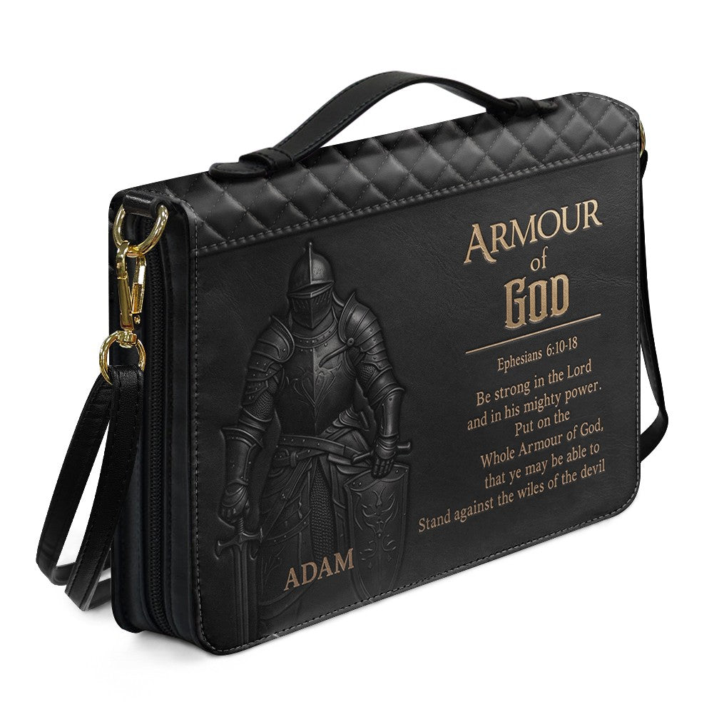 Personalized Brown Lion "Armor of God" Leather Bible Cover