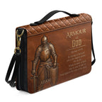 Personalized Brown Lion "Armor of God" Leather Bible Cover