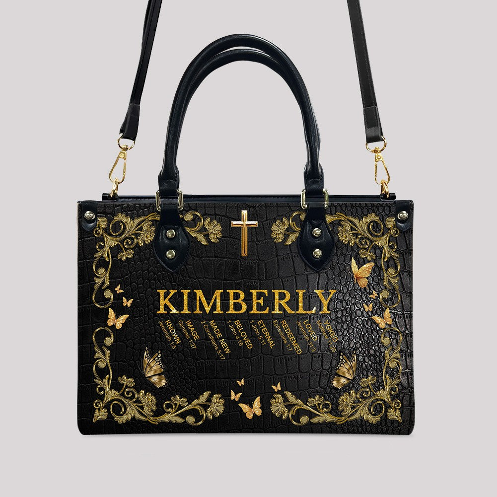 Custom Bible Verse & Name Leather Tote Bag