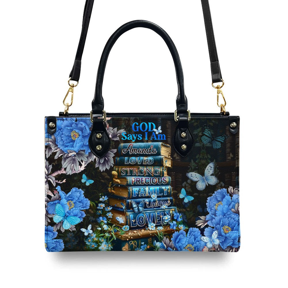 God Says I Am Bookmarks Leather Handbag