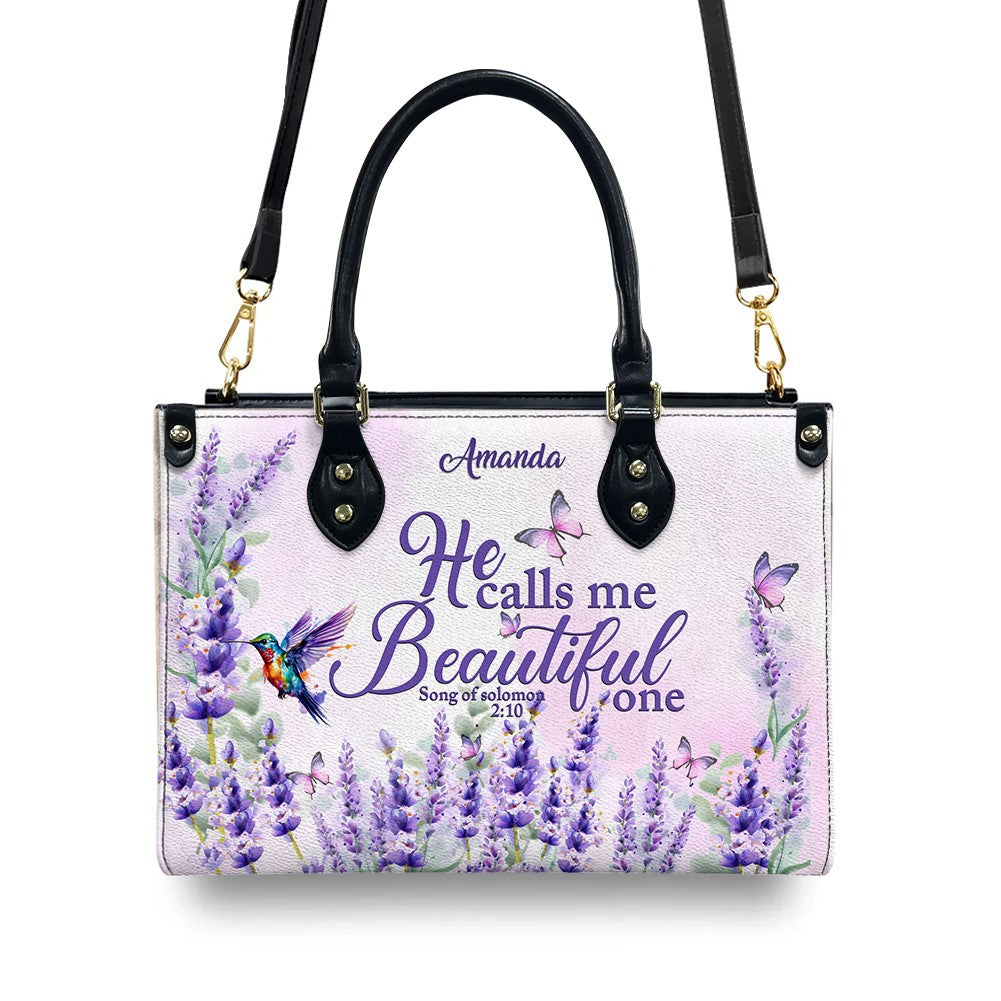 Personalized Lavender Scripture Leather Handbag