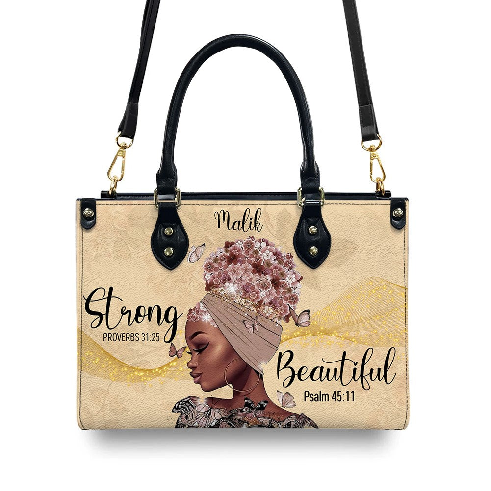 I Am Strong & Beautiful Custom Leather Handbag