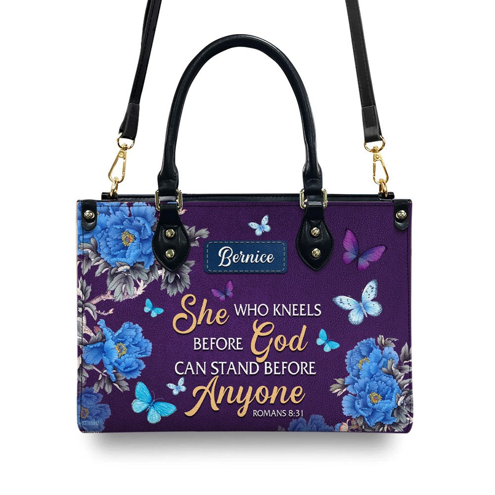 She Who Kneels Before God Leather Tote Bag