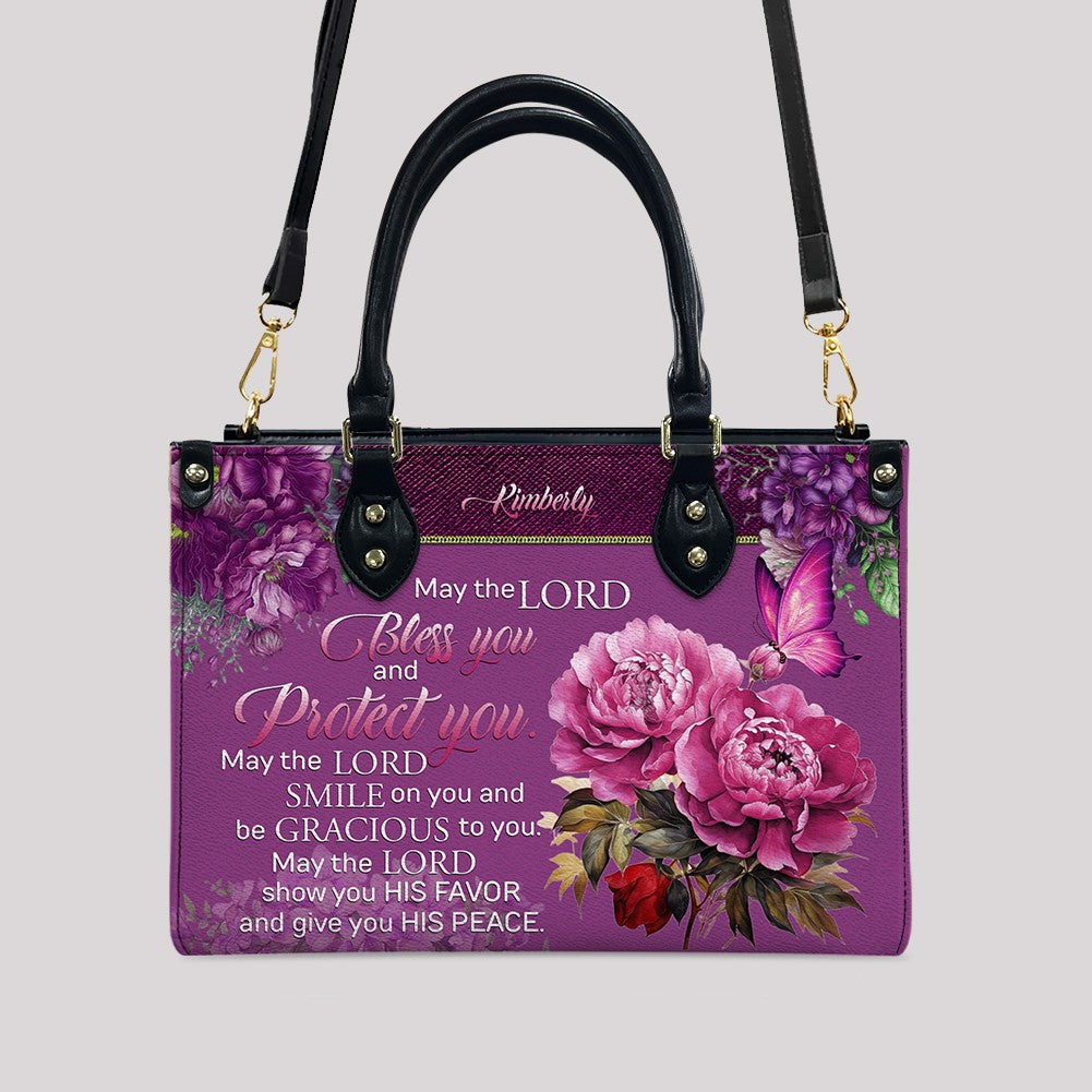 Personalized Christian Leather Floral Handbag