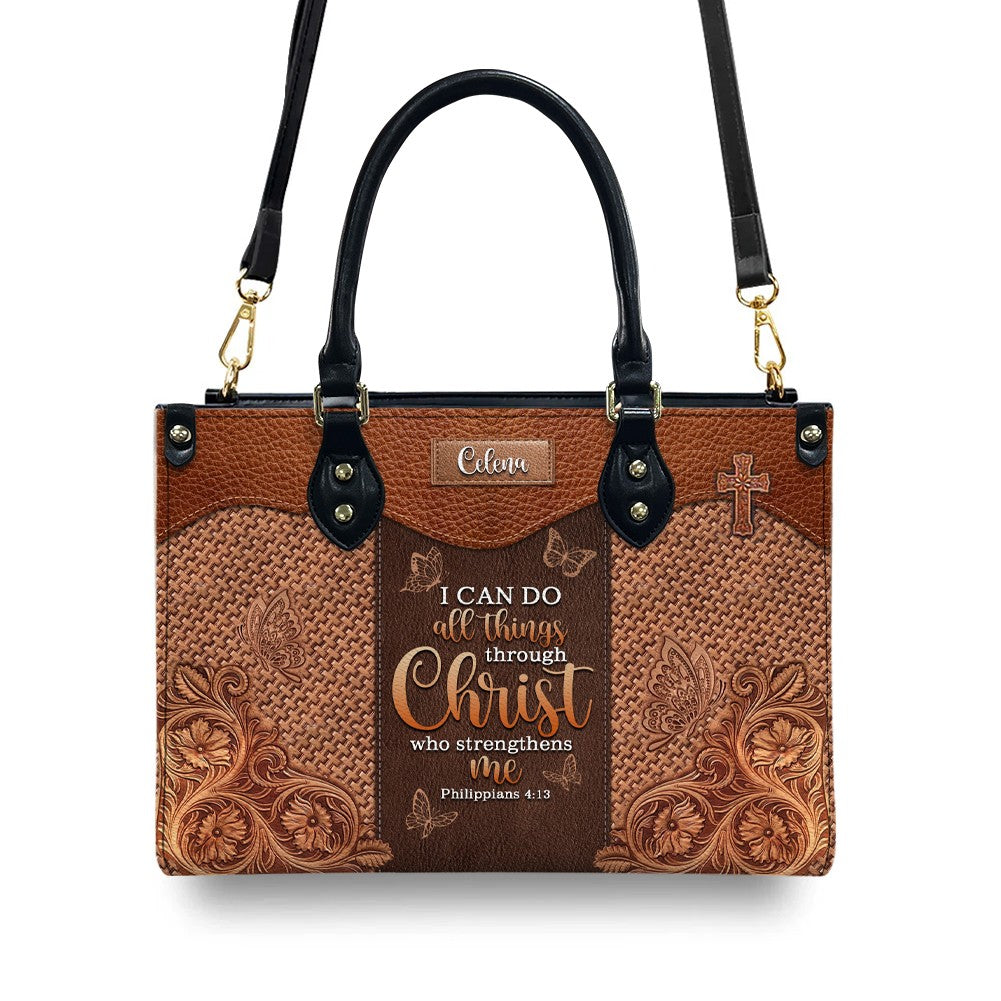 Personalized Bible Verse Leather Handbag