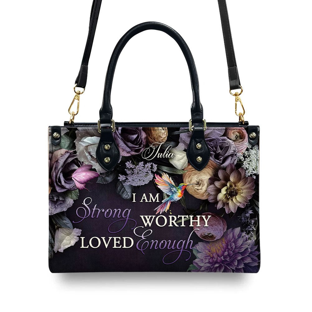 Personalized Floral Leather Tote Bag