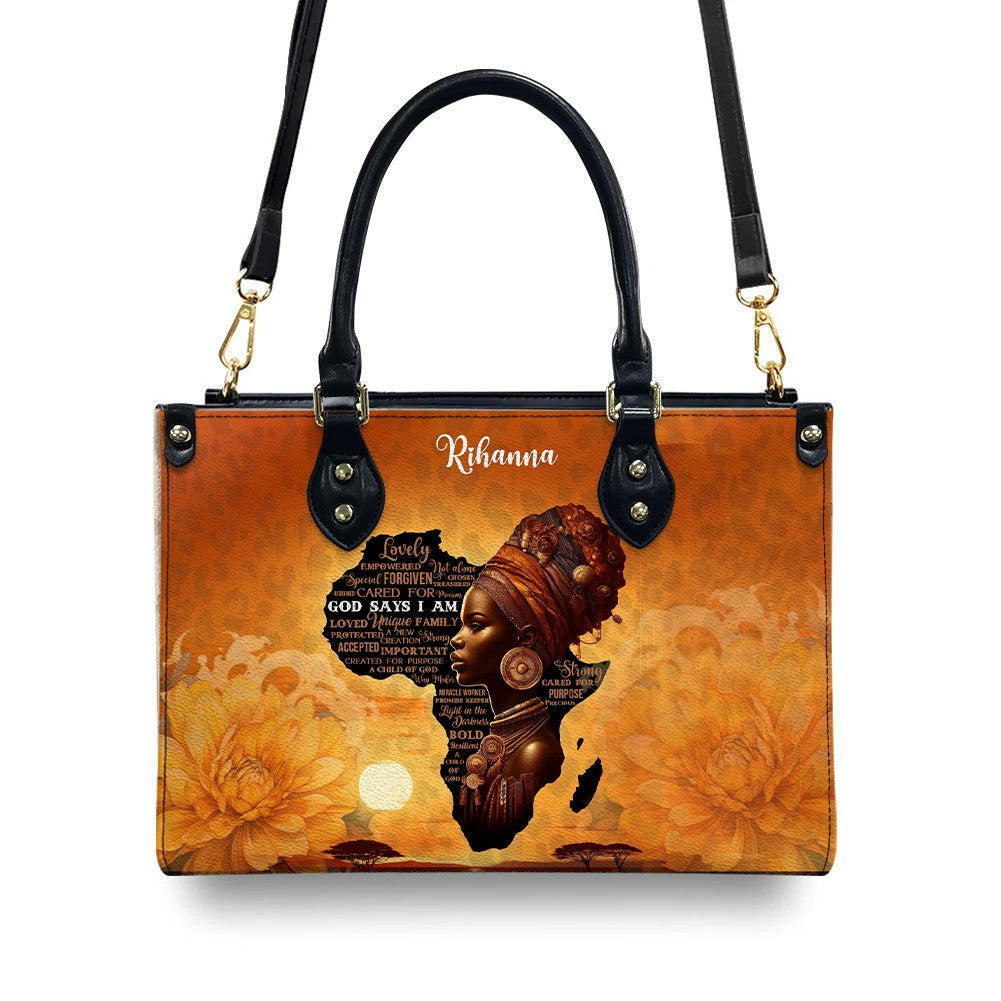 Personalized Afrocentric Leather Tote Bag