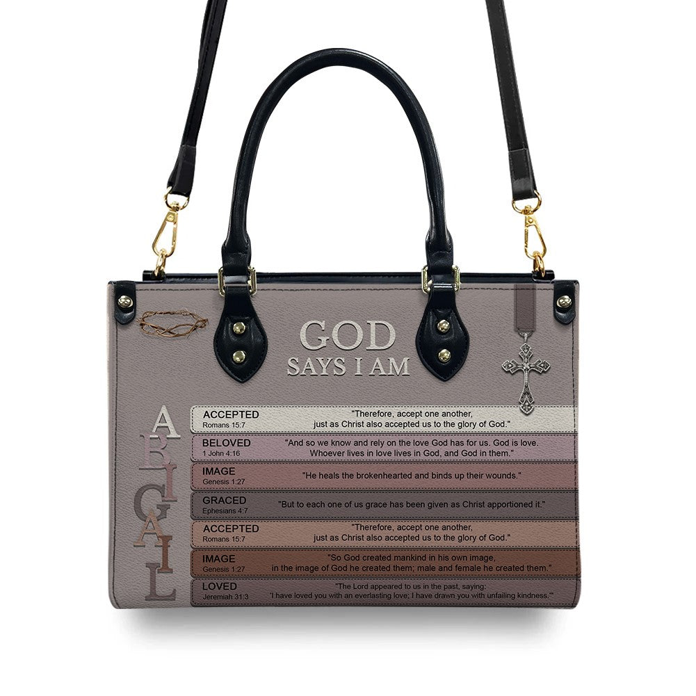 Personalized Christian Floral Leather Handbag