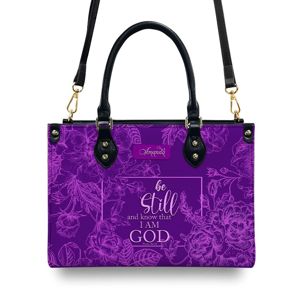 Personalized Floral Christian Leather Handbag