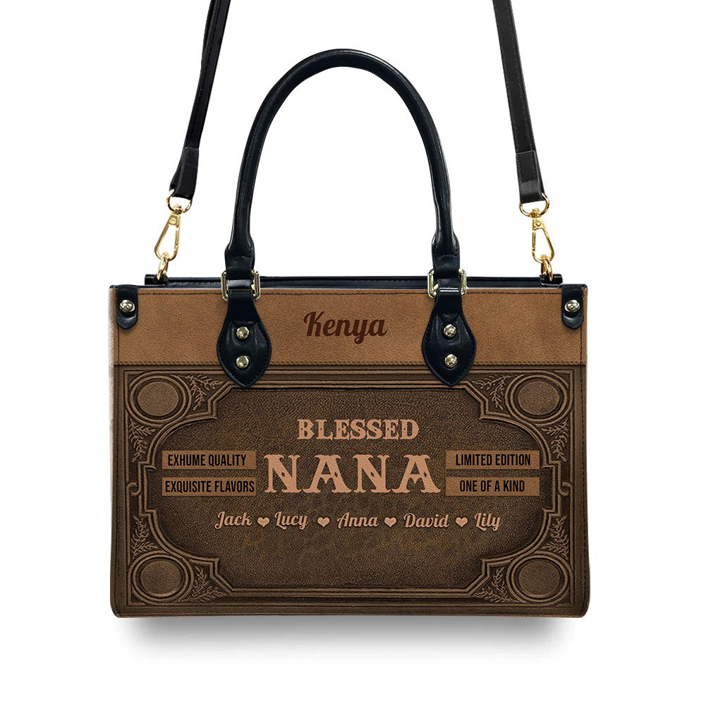 Personalized Blessed Nana Leather Tote Bag
