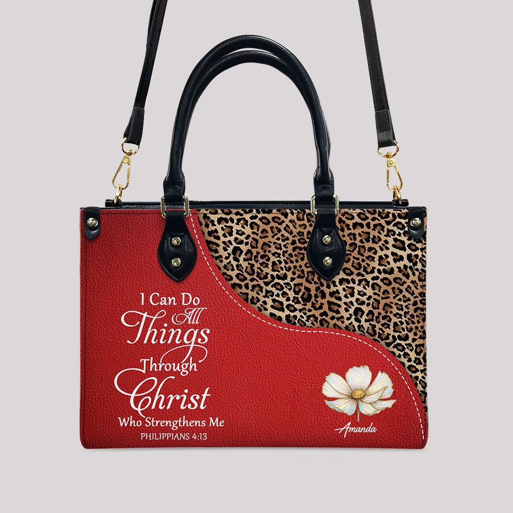 Personalized Christian Faith Leather Tote Bag