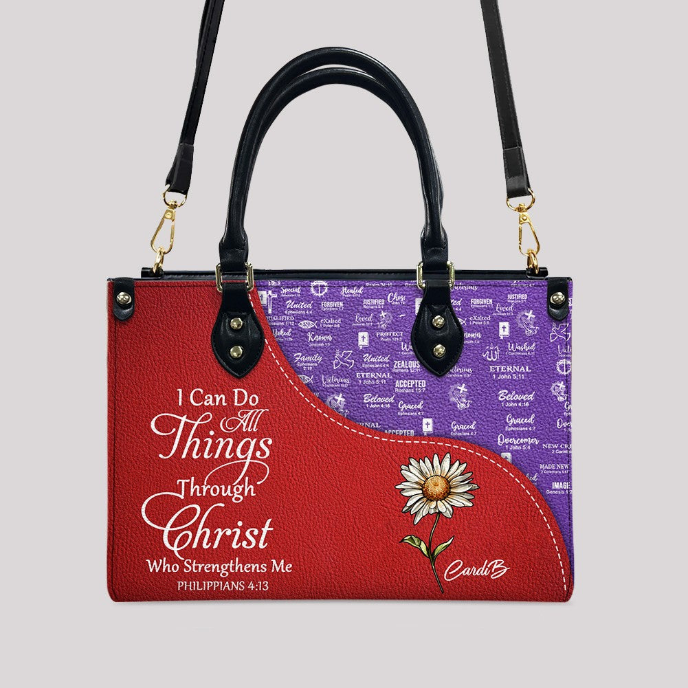 Personalized Bible Verse Leather Tote Bag