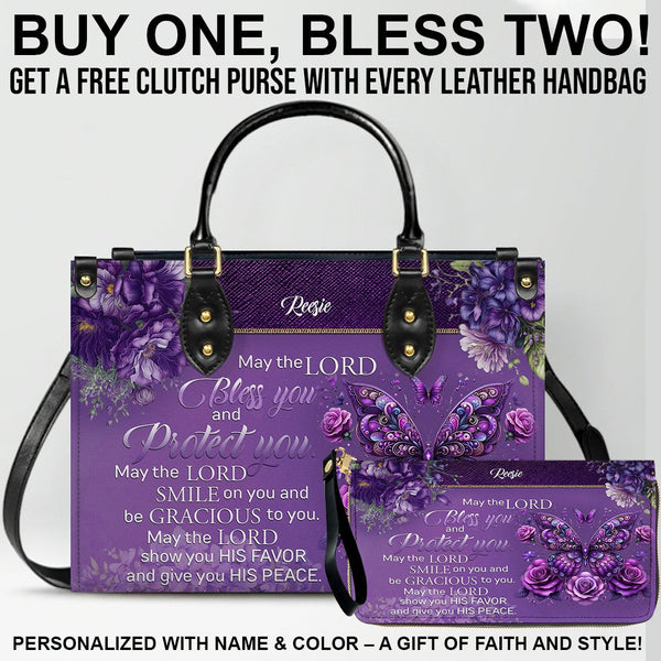 Personalized Faith Leather Handbag & Clutch