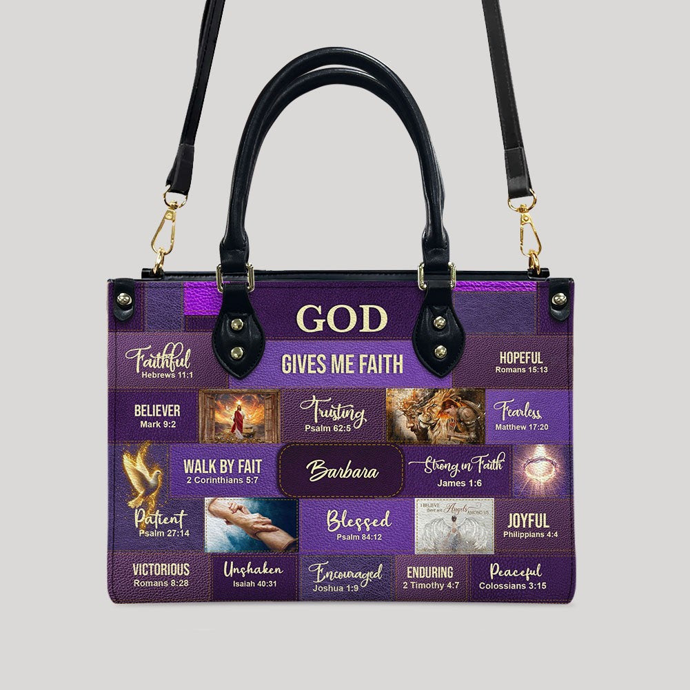 Personalized Christian Faith Leather Tote Bag