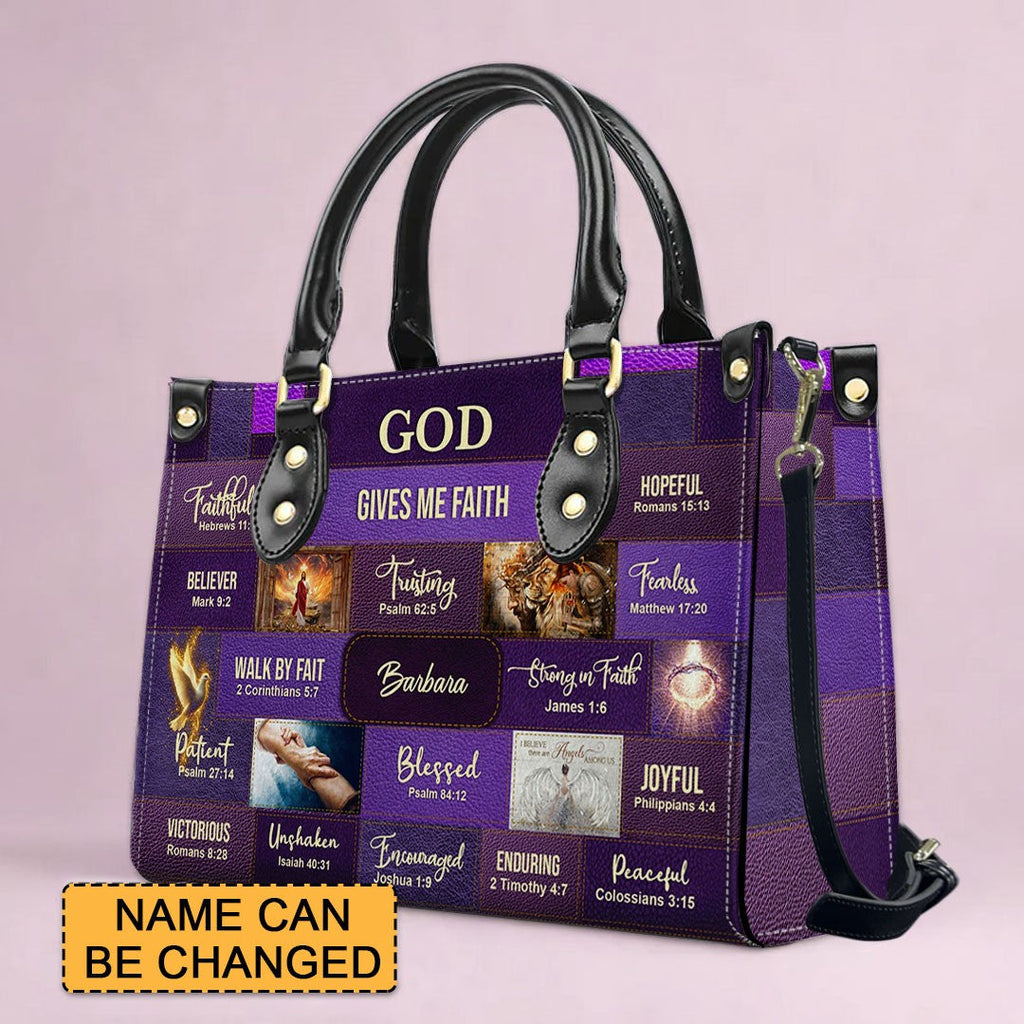 Personalized Christian Faith Leather Tote Bag