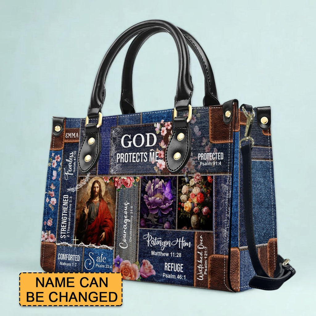 Personalized Christian Faith Leather Tote Bag
