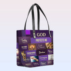 Personalized God Protects Me Leather Tote Bag