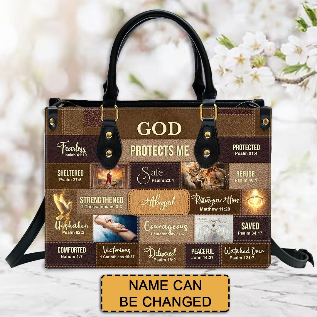 Personalized Christian Faith Leather Tote Bag