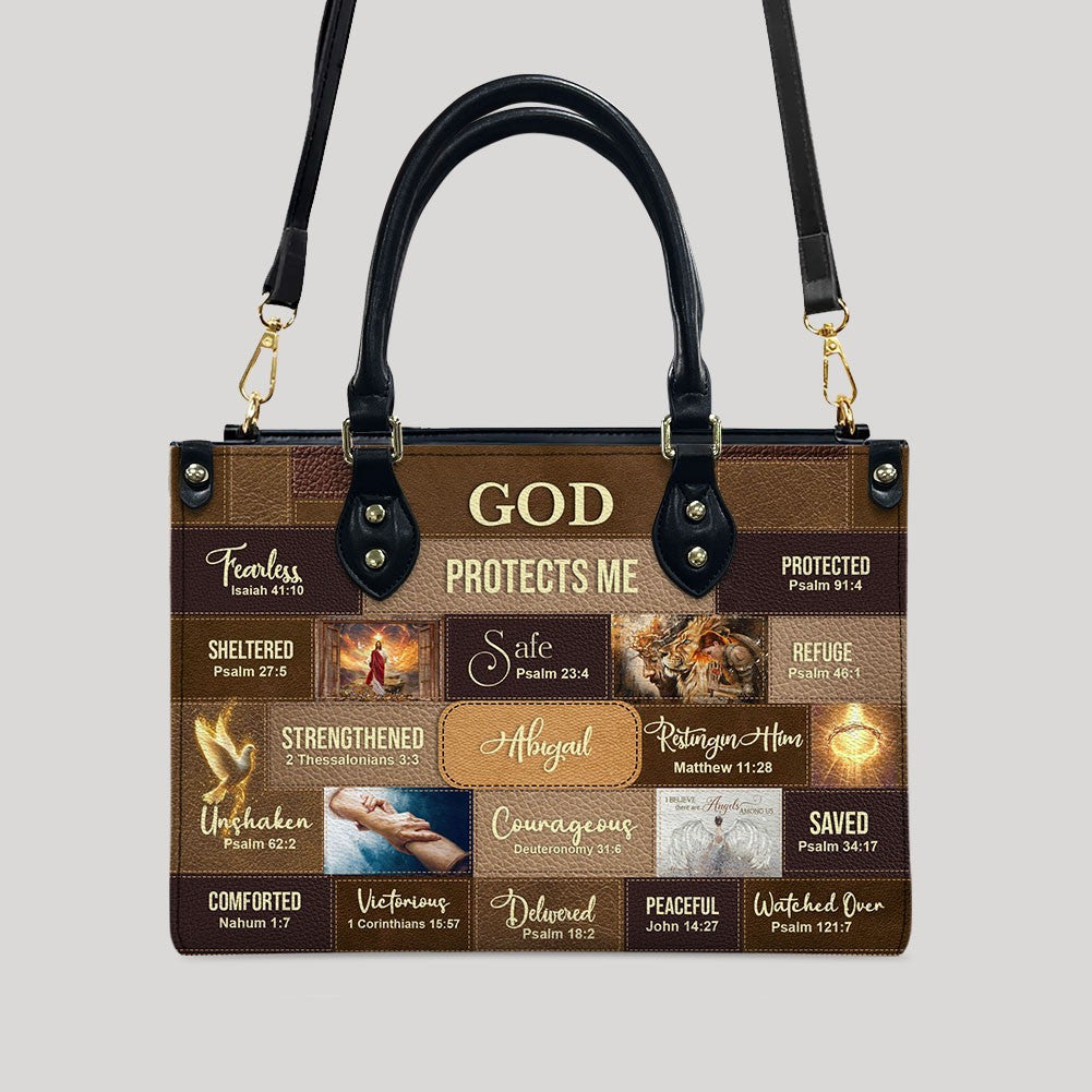 Personalized Christian Faith Leather Tote Bag