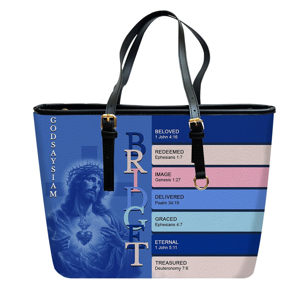 Personalized Christian Leather Tote Bag Set