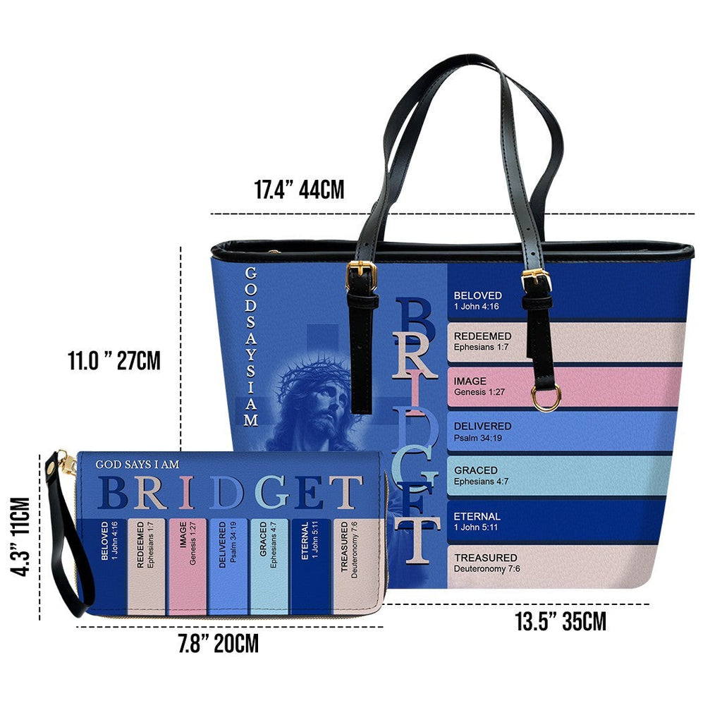 Personalized Christian Leather Tote Bag Set