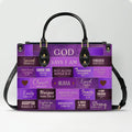 God Says I Am Personalized Leather Tote Handbag