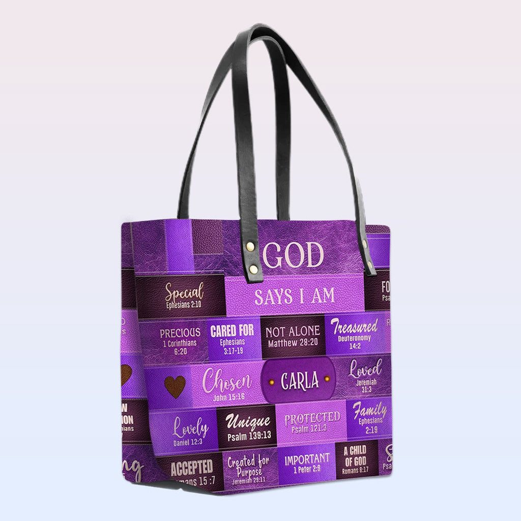 Personalized Bible Verse Leather Tote Bag