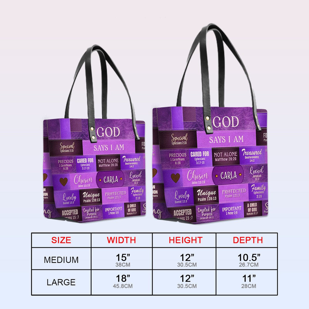 Personalized Bible Verse Leather Tote Bag