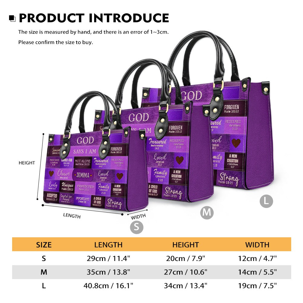 Personalized God Says I Am Leather Handbag Set