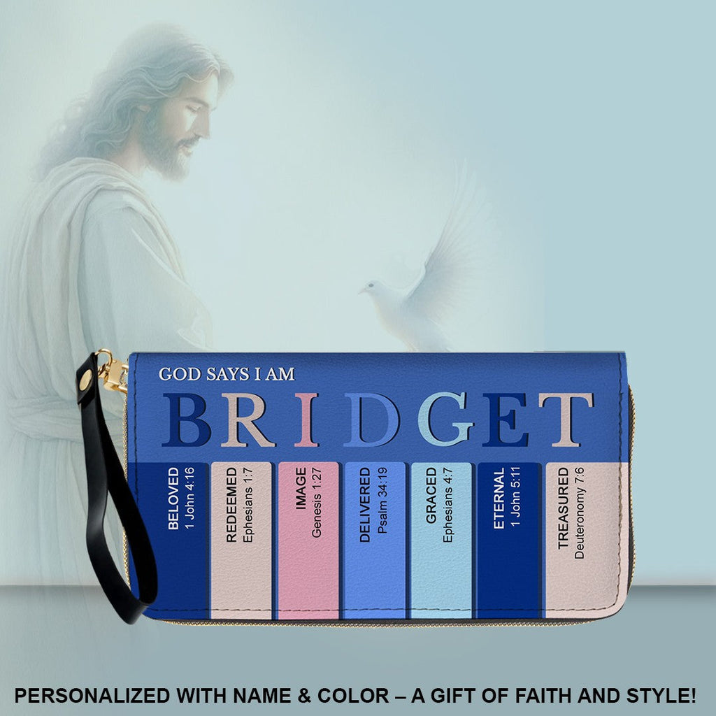 Personalized Christian Name Leather Clutch Purse