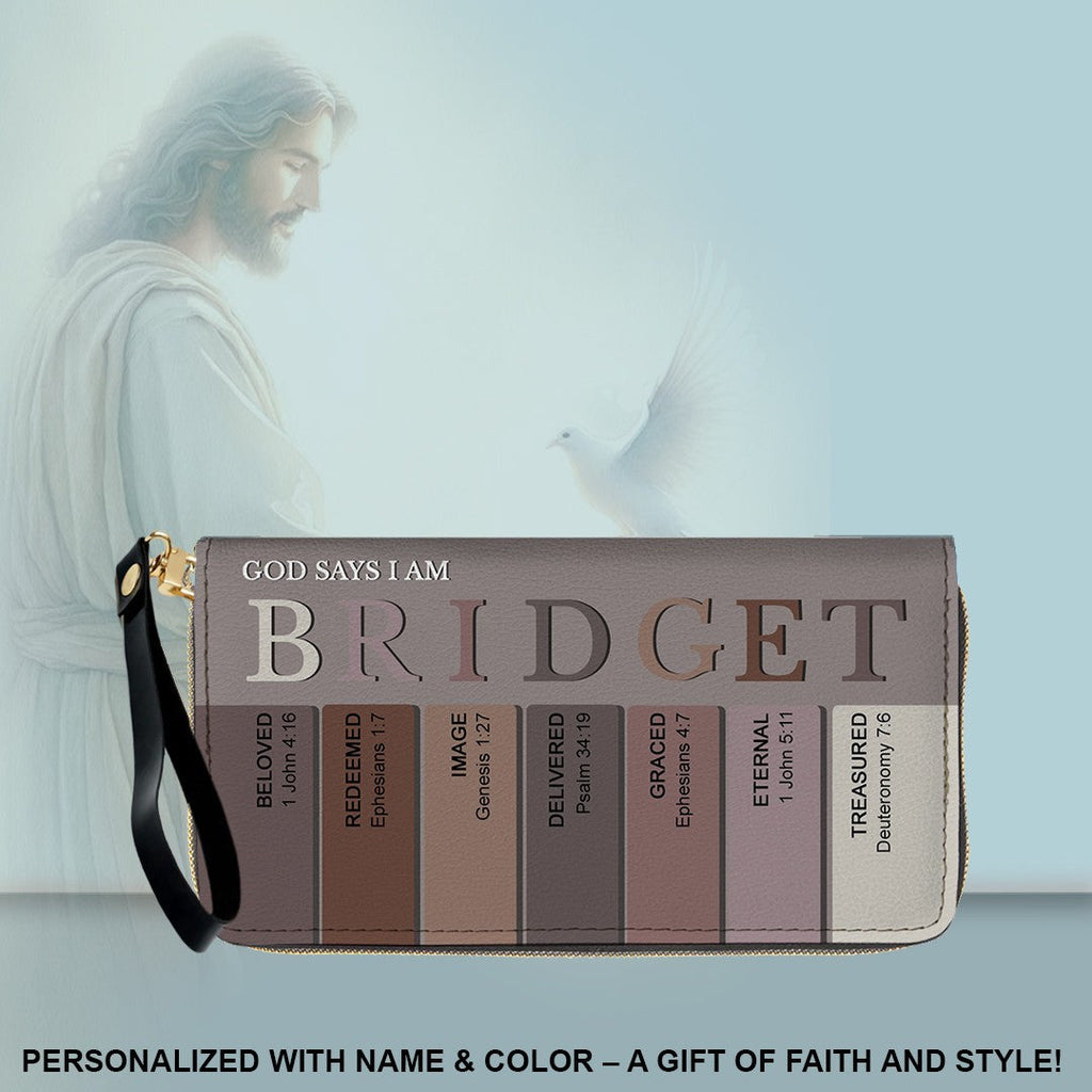 Personalized Christian Name Leather Clutch Purse