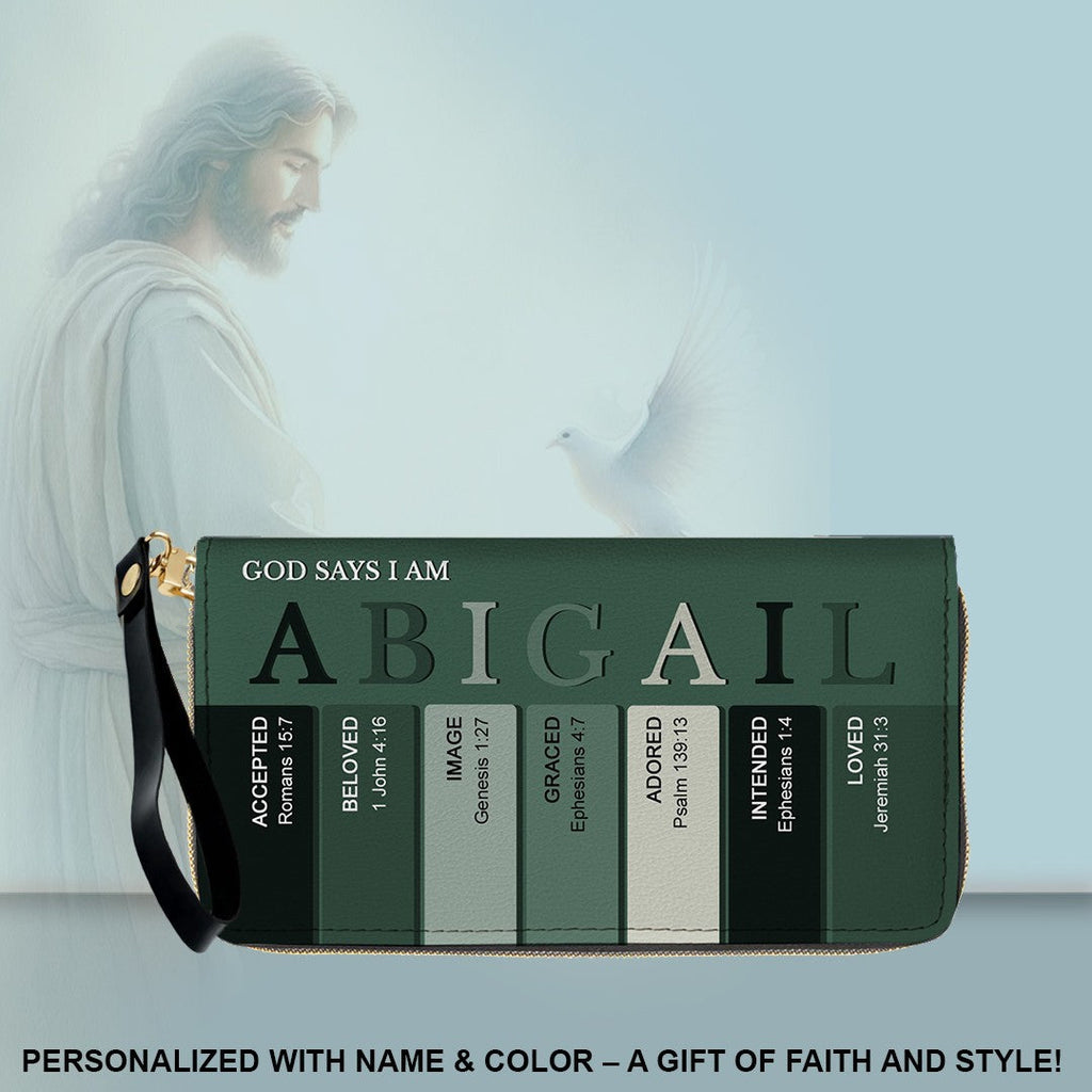 Personalized Christian Name Leather Clutch Purse