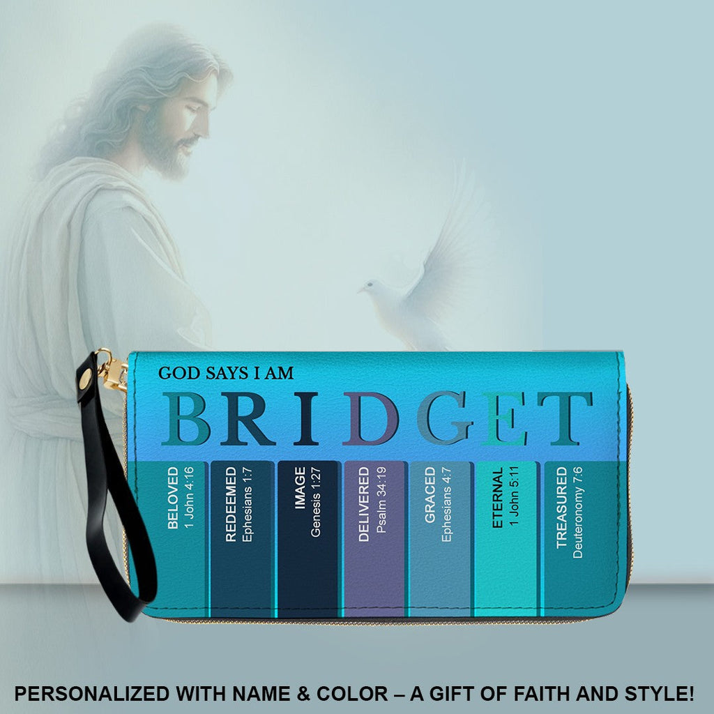 Personalized Christian Name Leather Clutch Purse
