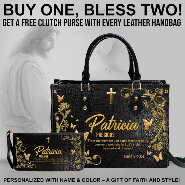 Custom Name Christian Leather Handbag & Clutch