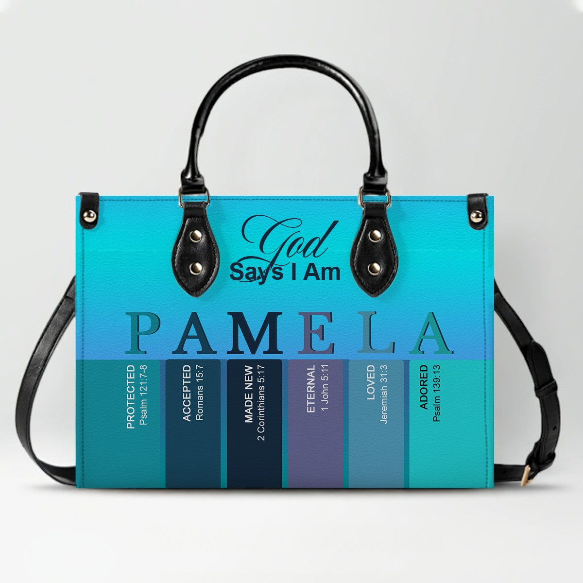 Personalized Bible Verse Leather Handbag Set