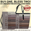 Personalized Sacred Name Leather Tote Bag