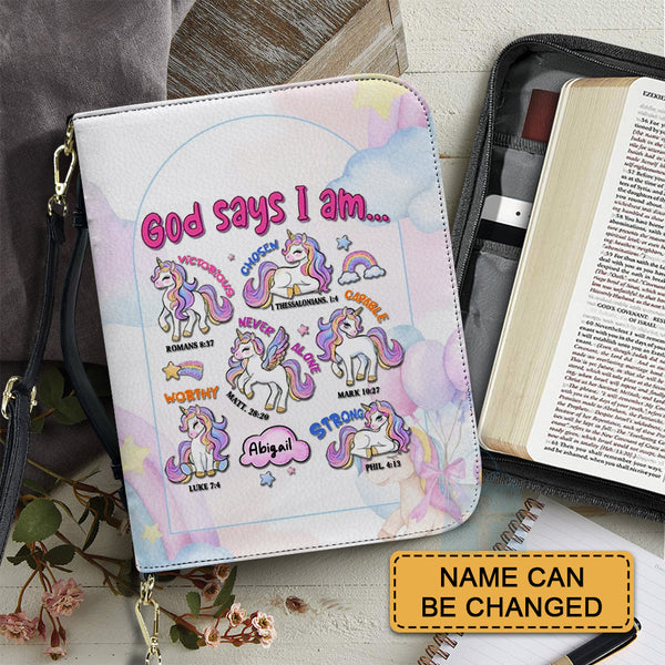 Personalized God Says I Am Kids Bible Cover