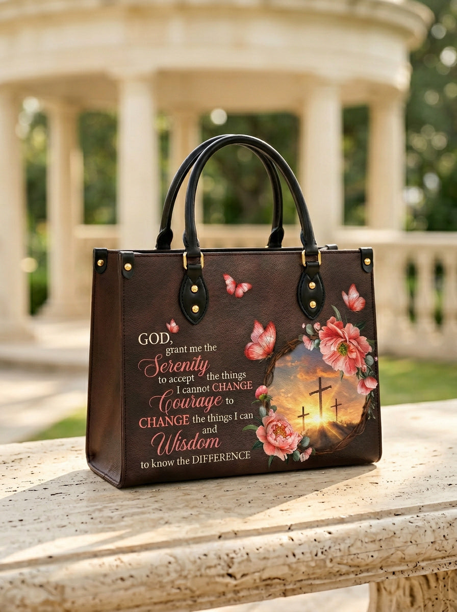 God Grant Me Serenity Leather Handbag