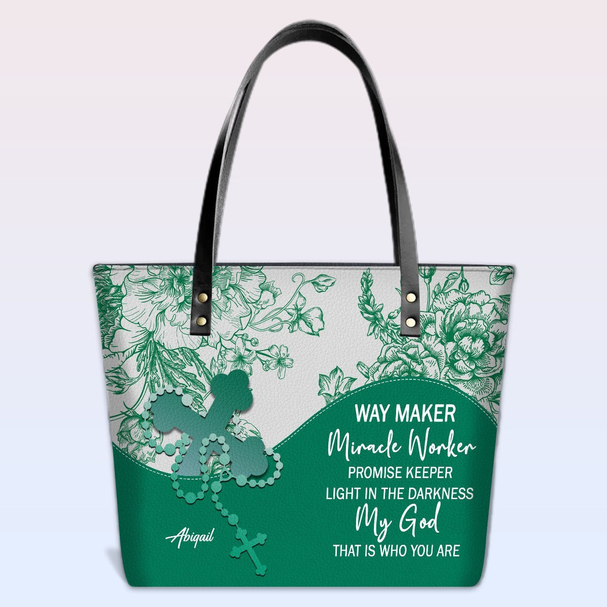 Personalized Christian Leather Tote Bag
