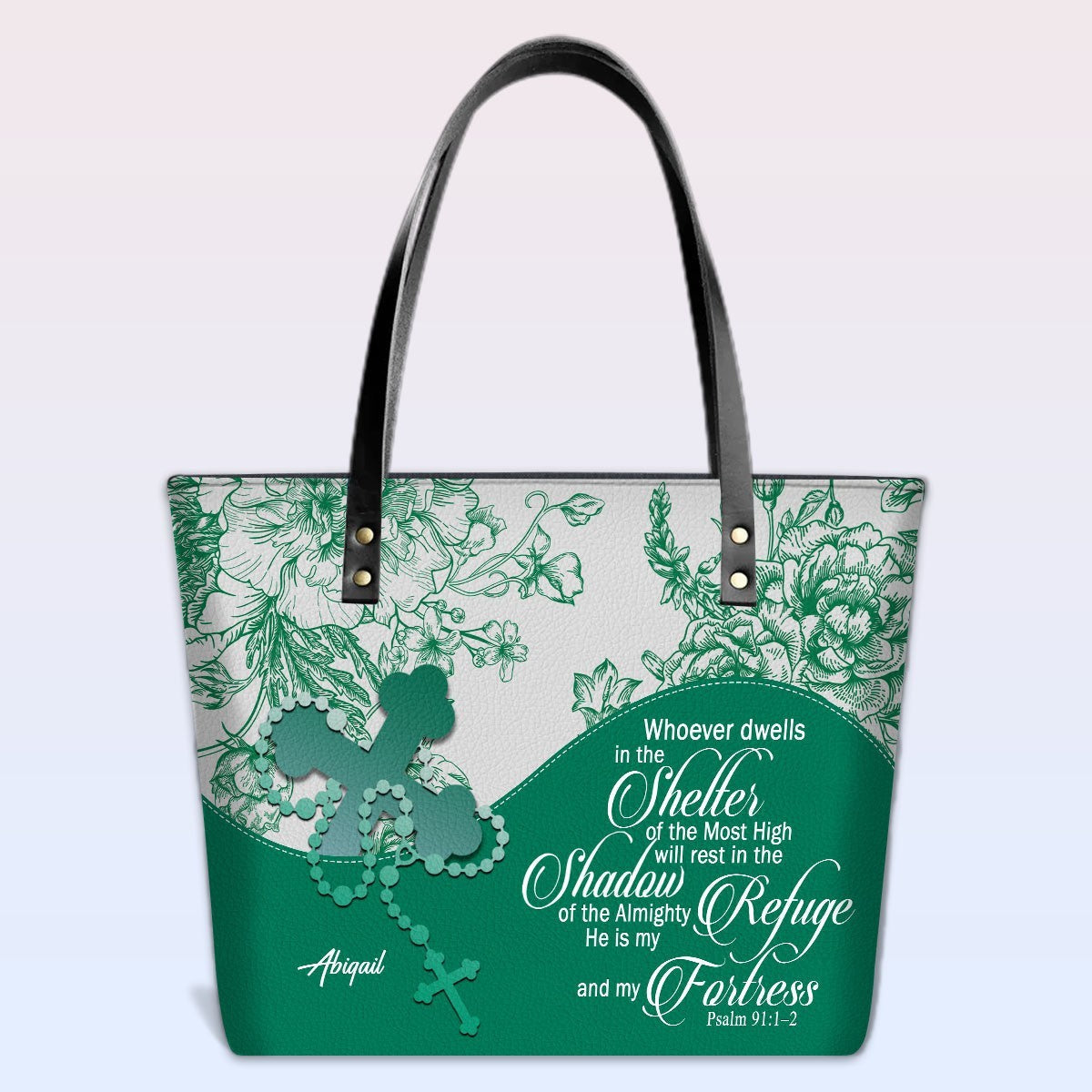 Personalized Christian Leather Tote Bag