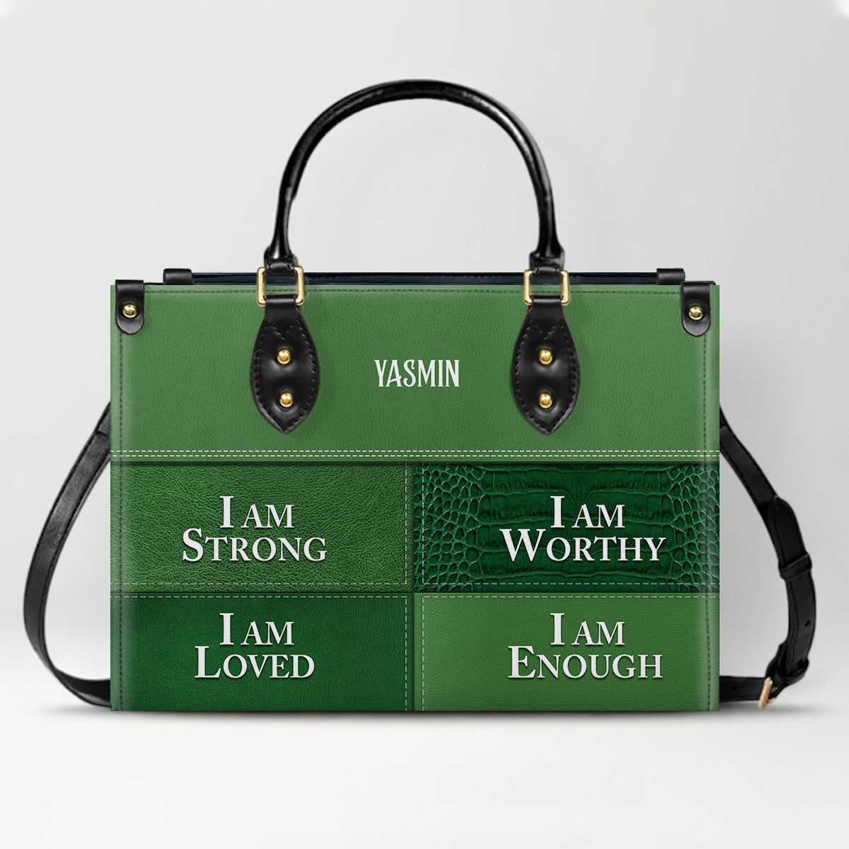 God Says I Am Personalized Leather Tote Bag