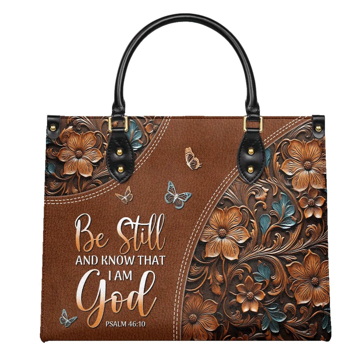 Be Still Psalm 46:10 Christian Leather Handbag
