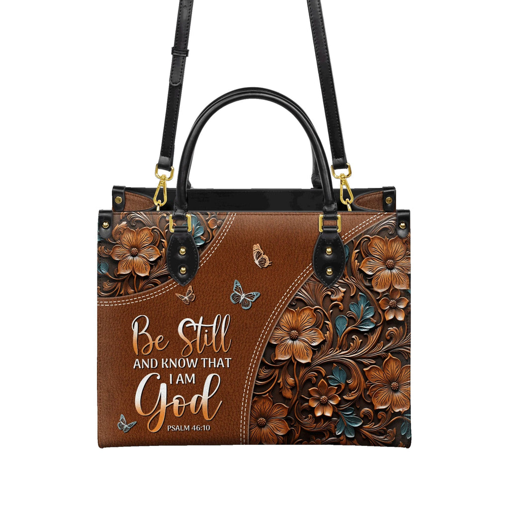 Be Still Psalm 46:10 Christian Leather Handbag
