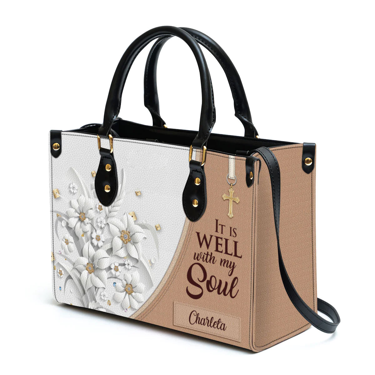 It Is Well With My Soul Custom Leather Tote Bag