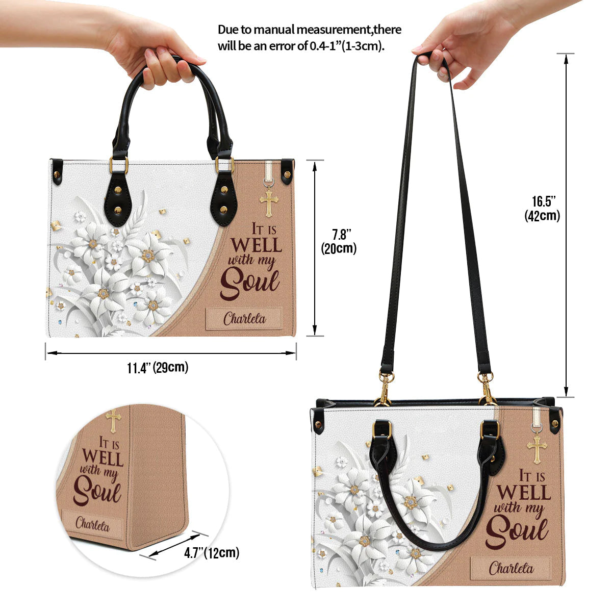 It Is Well With My Soul Custom Leather Tote Bag