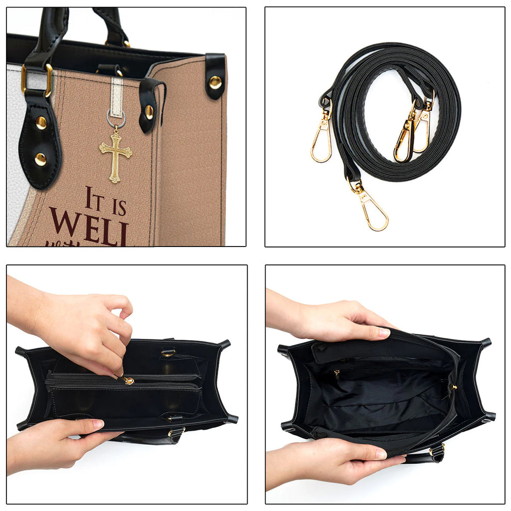 It Is Well With My Soul Custom Leather Tote Bag