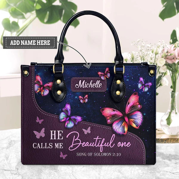 Song of Solomon 2:10 Butterfly Leather Handbag