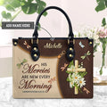 His Mercies Are New Dragonfly Daisy Leather Bag