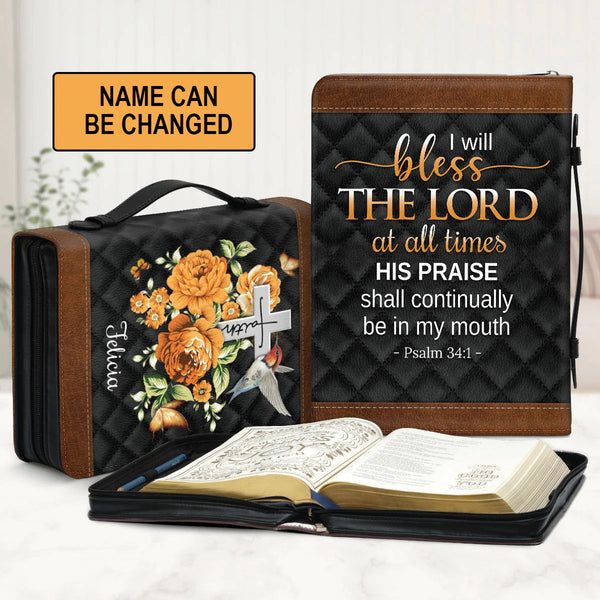 Personalized Psalm 34:1 Floral Bible Cover